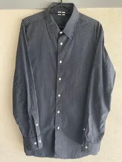 ユニクロU UNIQLO U ストライプ柄シャツ ダークネイビー 濃紺