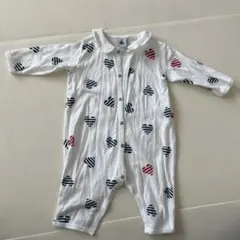 プチバトー　ストライプハート柄ロンパース　6m 67cm