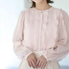 【美品】フリルシアーブラウス ライトピンク 38 セルフォード