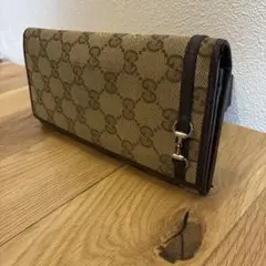 GUCCI GGキャンバス 長財布 ブラウン