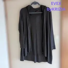 EVEXbyKRIZIA フード付きダークグレーカーディガン 42号　L相当のサムネイル