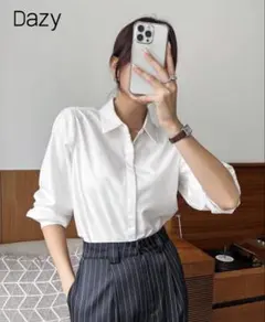 新品 Dazy 長袖シャツ ホワイト M レディースのサムネイル