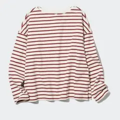 ユニクロ ボーダーTシャツ 長袖 レッド M