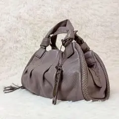 Cole Haan コールハーン ハンドバッグ レザー 編み込み グレージュ