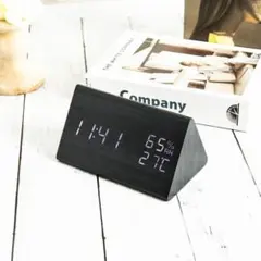 【ブラック】デジタル時計 木目調 置き時計 おしゃれ 目覚まし時計 文字のサムネイル