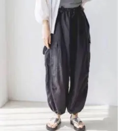 ニコアンド　サスペンダー　カーゴパンツ　FINEリネン