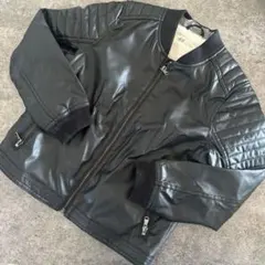 ブラック 合成皮革 ジャケット