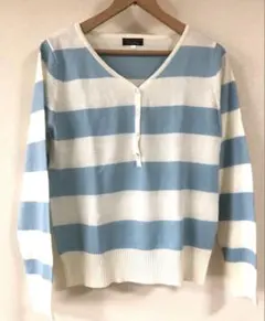 【未使用】ボーダー長袖ニット　Lサイズ