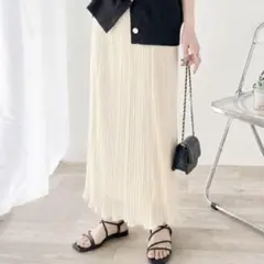 プリーツロング スカート 夏　裾メロウ シャイニー シアースカートのサムネイル