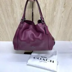 雷216 COACH バーガンディ レザー ショルダーバッグ