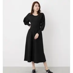 【未使用品】rienda ニットワンピース　ボリュームパフ　ブラック　フリー