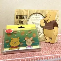ディズニー【くまのプーさん/木製フォトスタンド＆メモクリップ】匿名送料込み！