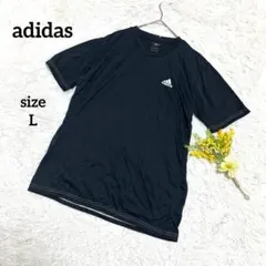 アディダス 半袖Tシャツ カットソー 黒 スポーツ ワンポイントロゴ メンズ L