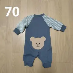 【ポンタ様専用】クマ刺繍　裏起毛　ロンパース 70サイズ