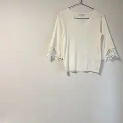 プロポーションボディドレッシング ニット 薄手 Vネック 花柄 レース 春