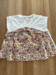 フレンチアミング　ノースリーブ　チュニック　Tシャツ　花柄　90cm