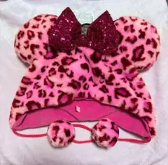 ディズニー　ファンキャップ　ミニー　ヒョウ柄　レオパード　ピンク
