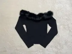 GRL 2WayファーオフショルダーリブニットトップスＬ