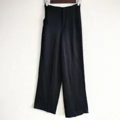 ZARA ザラ ブラック ワイドレッグ スラックス S 光沢 軽い生地