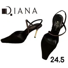 大人気☆ DIANA カラー ストーン ストラップ パンプス スエード 黒