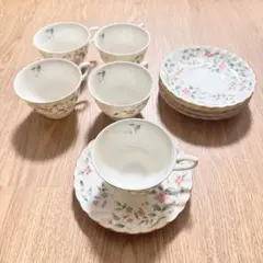 【5個セット】ティーカップ　コーヒーカップ　ソーサー　セット　昭和レトロ