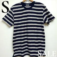 「即日発送」S GUストライプデザイン 半袖Tシャツ ネイビー ホワイト