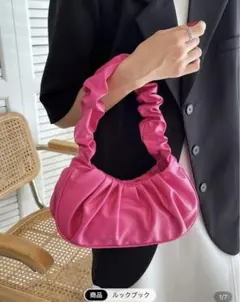 新品未使用ピンク フリルハンドル ミニバッグ　レディース