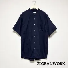 【美品】GLOBAL WORK グローバルワーク メンズ ノーカラーシャツ M