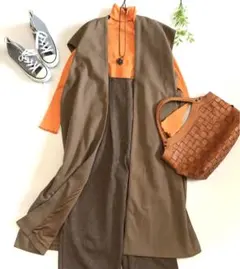 lawgy ラウジー ガウンロールベスト F ブラウン ゆったり ベルト付