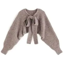 GRL 前後2wayビッグリボンクロップド丈ニットボレロ