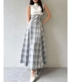 チェックノースリーブコルセットワンピース　dazzlin