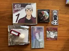 北信介セット　稲荷崎高校　アテンションステッカー　ロッカーキー　缶バッチ(6点)