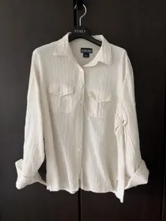 LANDS' END 長袖シャツ ストライプ柄　ベージュのサムネイル