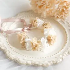 ペット花冠　花冠　猫　犬　うさぎ　誕生日　ホワイト　プリザーブドフラワー