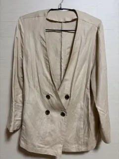 新品　リネンレーヨンノーカラージャケットのサムネイル
