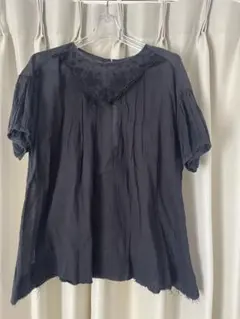 GASA ガサ 刺繍襟 半袖ブラウス ブラック - メルカリ