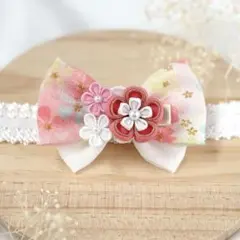 桃の節句　2way ベビーヘアバンド　ひな祭り　お食い初め　100日祝い　百日祝