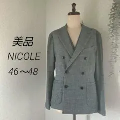 美品　NICOLE　ダブルブレストジャケット　ベスト　チェック　46 48　高級のサムネイル