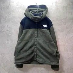 ノースフェイス フリース ジャケット ゆるだぼ ユニセックス 緑 黒 XL 古着