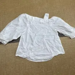 新品ナイスクラップ白色ワンショルダー7分丈トップスF定3900円＋税オフショル