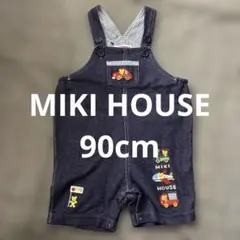 MIKI HOUSE デニム風　オーバーオール 90cm 乗り物刺繍のサムネイル