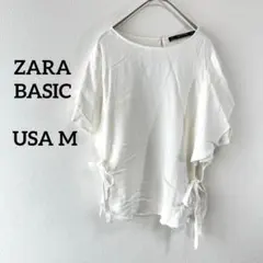 ZARA BASIC USA Mホワイト 半袖 ブラウス　シャツ　とろみ　重ね着のサムネイル