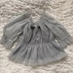 Heather ヘザー オフショルダー シフォンブラウス グレー F