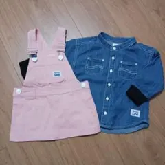 Buddy Lee ピンクオーバーオールとデニムシャツセット