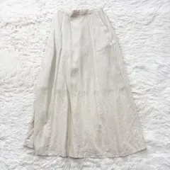ジーユーGU【S】リネンブレンドフレアスカート　アイボリー