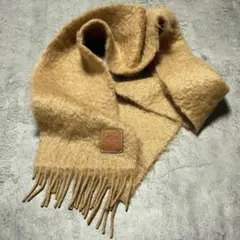 LOEWE ロゴパッチ付きモヘア　マフラー キャメル ロエベマフラー（モヘア&ウール）