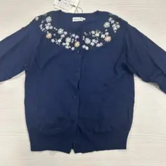【新品タグ付き】Bon mercerie 花柄刺繍 カーディガン 38 ネイビー