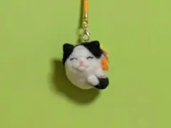 【ハンドメイド】羊毛フェルト 猫型ストラップ