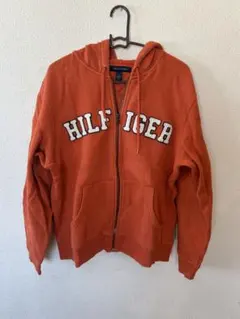 TOMMY HILFIGER オレンジ ジップアップパーカー M