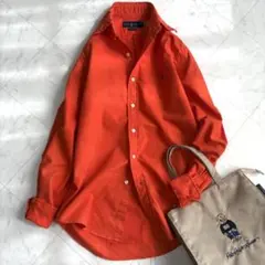 現行【ラルフローレン】オックスフォードシャツ　ポニー刺繍　メンズライク　オレンジ